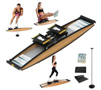 KPOUYYDS Ski Exercise Machine, Indoor Ski Cross Trainer Machine, 150Kg Load, Strength and Balance Training Tool with Walking Stick and Floor Mat for Full Body Workout
