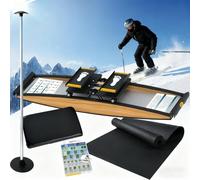 KPOUYYDS Ski Exercise Machine, Ski Trainer Simulator, 3D Cross Trainer, Indoor Strength and Balance Training Tool Set with Ski Poles and Mats 150kg Load for Waist, Abdominal, and Leg Training