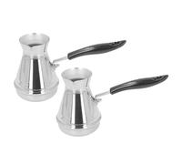 KPOYTWRDN 2PCS Turkish Coffee Pot, Stainless Steel Stovetop Pour Over Coffee Maker Kettle with Long Handle, No Leakage Spout for Melted Butter Milk, Dishwasher Safe for Home Kitchen Office U (350ml)