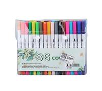 KPOYTWRDN 36 Colors Dual Tip Markers, Dual Brush Markers Pen with Flexible Fiber Brush Tips, Water Based Ink for Coloring and Design, Double Head Colored Pens for Artists and