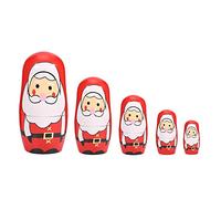 KPOYTWRDN 5pcs Christmas Handpainted Wooden Matryoshka Dolls, Russian Nesting Dolls Set, Traditional Santa Claus and Snowman Design, Multi - Layer Nesting for Home Decoration, f (trumpet old man)