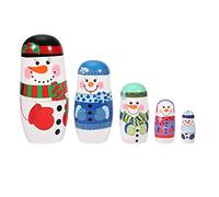 KPOYTWRDN 5pcs Christmas Handpainted Wooden Matryoshka Dolls, Russian Nesting Dolls Set, Traditional Santa Claus and Snowman Design, Multi - Layer Nesting for Home Decoration, f (Large snowman)