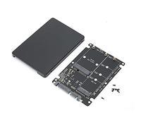 KPOYTWRDN Hard Disk Box Black ABS SSD 2 in 1 M.2 B Key MSATA to SATA 3.0 Adapter, Computer Accessories for M.2 NGFF SSD and MSATA SSD, Supports 80mm 60mm 42mm 30mm SSD with 6Gbps Transmissio