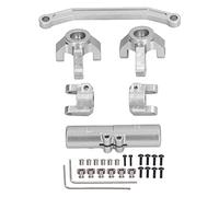 KPOYTWRDN RC Front Steering Link Set, Aluminum Alloy RC Car Front Steering Knuckle and Rear Axle Base for ECX Barrage 1/24 RGT 1/24 FTX 1/24 Climbing Car with Bearings Shims Screws (Silver)