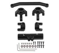 KPOYTWRDN RC Front Steering Link Set, Aluminum Alloy RC Car Front Steering Knuckle and Rear Axle Base for ECX Barrage 1/24 RGT 1/24 FTX 1/24 Climbing Car with Bearings Shims Screws (Black)