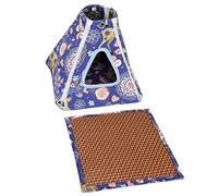 KPOYTWRDN Small Pets Hammock Tent Hanging Bed, Hamster Hanging Bed with Detachable Washable Cover, Blue Flower Sea Design for Sugar Glider and Small Pets, Includes Summer Sleeping Mat and Du (S)