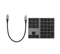 KPOYTWRDN Wireless Number Pad, Bluetooth Numeric Keypad with USB 3.0 HUB, 34 Key Aluminum Alloy Keypad with Type - C for Laptop Desktop (Black)