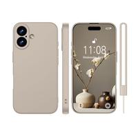 KPPIT iPhone for 16 case silicone,iPhone 16 Phone case shockproof 6.1",Full camera coverage Military-Grade Protection 360°,With Protective hand strap slim Protective -Titanium Gray