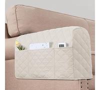 KPPKOU 2 Pack Water Resistant Armrest Covers for Chairs and Sofas Couch Arm Covers for Sofa Armrest Covers with 3 Pockets for Phone Sofa Arm Protector Washable for Pets, Cats (Ivory)