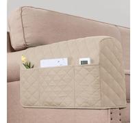 KPPKOU 2 Pack Water Resistant Armrest Covers for Chairs and Sofas Couch Arm Covers for Sofa with 3 Pockets for Phone Sofa Arm Protector for Pets, Cats (Apricot)