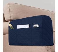 KPPKOU 2 Pack Water Resistant Armrest Covers for Chairs and Sofas Couch Arm Covers for Sofa with 3 Pockets for Phone Sofa Arm Protector for Pets, Cats (Navy)
