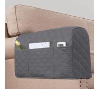 KPPKOU 2 Pack Water Resistant Armrest Covers for Chairs and Sofas Couch Arm Covers for Sofa with 3 Pockets for Phone Sofa Arm Protector for Pets, Cats (Gray)