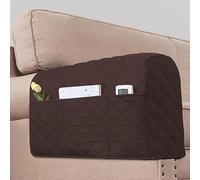 KPPKOU 2 Pack Water Resistant Armrest Covers for Chairs and Sofas Couch Arm Covers for Sofa with 3 Pockets for Phone Sofa Arm Protector for Pets, Cats (Brown)