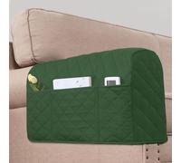 KPPKOU 2 Pack Water Resistant Armrest Covers for Chairs and Sofas Couch Arm Covers for Sofa with 3 Pockets for Phone Sofa Arm Protector for Pets, Cats (Avocado Green)