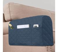 KPPKOU 2 Pack Water Resistant Armrest Covers for Chairs and Sofas Couch Arm Covers for Sofa with 3 Pockets for Phone Sofa Arm Protector for Pets, Cats (Berlin Blue)