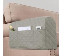 KPPKOU 2 Pack Water Resistant Armrest Covers for Chairs and Sofas Couch Arm Covers for Sofa with 3 Pockets for Phone Sofa Arm Protector for Pets, Cats (Light Gray)