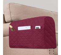 KPPKOU 2 Pack Water Resistant Armrest Covers for Chairs and Sofas Couch Arm Covers for Sofa with 3 Pockets for Phone Sofa Arm Protector for Pets, Cats (Wine Red)