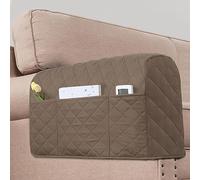 KPPKOU 2 Pack Water Resistant Armrest Covers for Chairs and Sofas Couch Arm Covers with 3 Pockets for Phone Sofa Arm Protector Washable for Pets, Cats (Taupe)