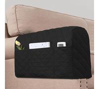 KPPKOU 2 Pack Water Resistant Armrest Covers for Chairs and Sofas, Couch Arm Covers with 3 Pockets for Phone, Black