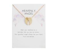 Kprusoian Dainty Angel Wings Pendant Necklace for Women,Minimalist Guardian Angel Charm Necklace with Gift Card Religious Faith Jewelry Gift, Gold Plated, No Gemstone