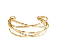 Kprusoian Gold Chunky Cuff Bracelet for Women,Boho Twisted Multi-layer Cross Wire Bangle Bracelets Punk Wide Open Wrist Arm Cuffs Jewelry, 2inches, 合金钢, no gemstone