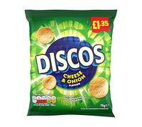 KP's Discos Crisps Flavour Wheat Snack 70g Bags (16 Bags, Cheese & Onion)