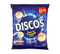 KP's Discos Crisps Flavour Wheat Snack 70g Bags (16 Bags, Salt & Vinegar)