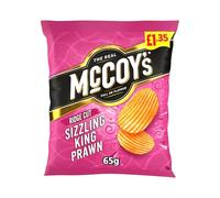KP's McCoy's Ridge Cut Sizzling King Prawn Flavour Potato Crisps 20 x 65g PMP Bags