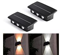kpslucerna LED Solar Lights for Outdoors, 2 Colours, Bright Solar Lights, for Balcony, Garden, Outdoor, Fence, Decorative Wall Light, IP65 Decoration of Patio, 6 LEDs Deck Lighting