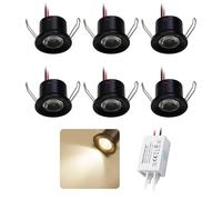 kpslucerna Mini LED Spotlights 2W 6pcs DC 12V, IP65 Waterproof Small Recessed Ceiling Spotlight, 25mm DIY Lighting Cabinet Picture Wall Lights Kitchen Stairs Showcases Hallway (Warm White)