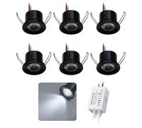 kpslucerna Mini LED Spotlights 2W 6pcs DC 12V, IP65 Waterproof Small Recessed Ceiling Spotlight, 25mm DIY Lighting Cabinet Picture Wall Lights Kitchen Stairs Showcases Hallway (Cold White)