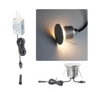 kpslucerna Recessed LED Stair Lights 1W, IP67 Waterproof 12V Low Voltage Outdoor Wall Lights, External Step Lighting Aluminium Garden Lights for Yard Walkway Facade（Silver Warm White, 1 Piece）
