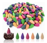 KPSRFG 200Pcs Back Flow Incense Cones, Rose, Jasmine, Lily, Lavender Scent, 10cm Cone, 1 Count, Stress Relief