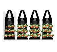 KPSRFG 4 Strawberry Grow Bags for Vertical Gardening, Hanging Bags for Plants, Flower Pouches Hanging Bag With 9 Holes For Strawberries Grow, Garden, Tomatoes, Flowers (22 * 54cm)