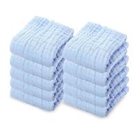KPSRFG 8Pcs Muslin Cloths for Baby, 6 Layer Cotton Muslin Squares 30*30 cm, Soft Reusable Washcloths, Burp Cloths for Newborn, Washcloths for Newborns, Blue