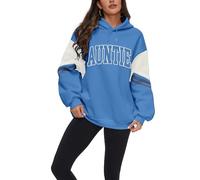 KPSTRO Womens Aunt Pullover Hoodie Auntie Letter Print Long Sleeve Sweatshirt Mothers Day Birthday Gifts for Auntie, Blue, XL