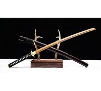 KPTKP Natural Rosewood Blade Bokken,Handmade Katana With Pure Copper Handguard,103cm Wood Samurai Swords For Kendo Iaido Training,Cosplay,Home Decor,collect, Black