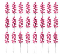 KPUETY Artificial Berry, 24 pcs Christmas Berries Stems, Artificial Christmas Picks,Artificial Berries Stems for Xmas Tree Ornaments Wreath Decorations Home (Pink)