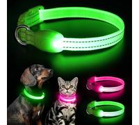 Kpuplol Light Up Dog Collar, Led Dog Collar USB Rechargeable Waterproof, Adjustable Flashing Pet Collar for Night Safety Walking, Glowing in The Dark for Smal Dogs(Green, XS)