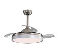 KPUY Ceiling Fan with Light and Remote Control, Ceiling Fan with Invisible ABS Blades, 3 Colors Adjustable LED Light, Silent and Reversible 6 Speed DC Motor