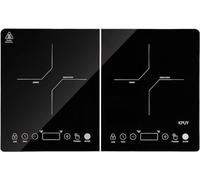 KPUY Portable Double Induction Hob - 3500W - 21 Temperature Levels - 10 Hour Timer - Safety Lock for Children - Touch Control Sensory