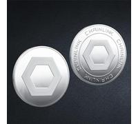 KPVVPEOX Physical Chain Link Crypto Coin Chain link Coin Gold, Silver Plated Metal LINK Coin with Plastic Case Commemorative Coin Gift-Silver
