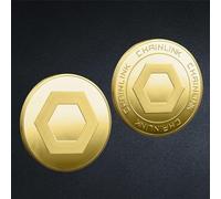 KPVVPEOX Physical Chain Link Crypto Coin Chain link Coin Gold, Silver Plated Metal LINK Coin with Plastic Case Commemorative Coin Gift-Gold