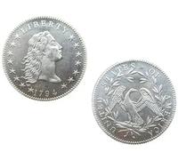 KPVVPEOX United States Of America Coin 1794 Liberty Flowing Hair One Dollar Cupronickel Silver Plated Copy Coins-Silver