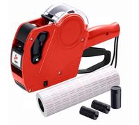 MX5500 Pricing Tag Gun with 5150 pcs White Label Gun Stickers & 3 Extra Inker Rollers, Pricing Label Gun, 8 Digits Retail Pricing Gun and Labels for Grocery Store, Food (Red)