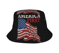 KPXXAQT America First Print Universal Wide Brim Hat Sun Protection Bucket Cap Comfortable Outdoor Adventures Black