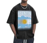 KPXXAQT Argentina Flag Print Ease Accommodate Different Body Types Casual Short Sleeve Breathability Fashion Black