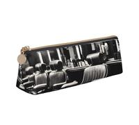 KPXXAQT Barber Shop Monochrome Style Print Fashionable Pencil Case Large Capacity Leather Pouch School Travel Classroom Office