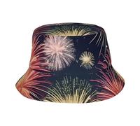 KPXXAQT Beautiful Firework Print Universal Wide Brim Hat Sun Protection Bucket Cap Comfortable Outdoor Adventures Black