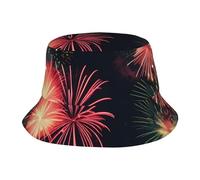 KPXXAQT Beautiful Fireworks Print Universal Wide Brim Hat Sun Protection Bucket Cap Comfortable Outdoor Adventures Black